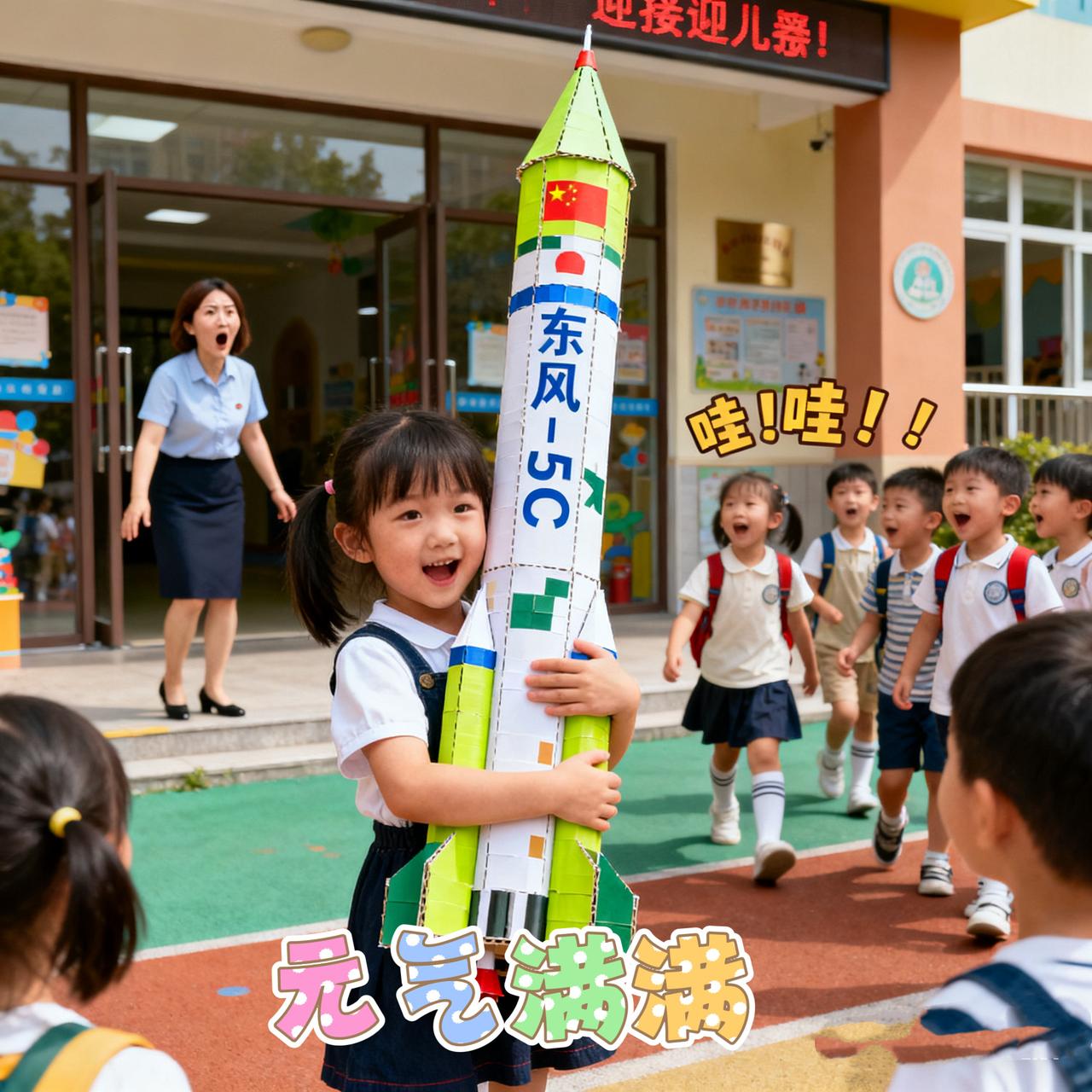 幼儿园国庆手工作业卷出新高度！小孩姐扛“东风-5C”引全场惊呼

国庆幼儿园手工