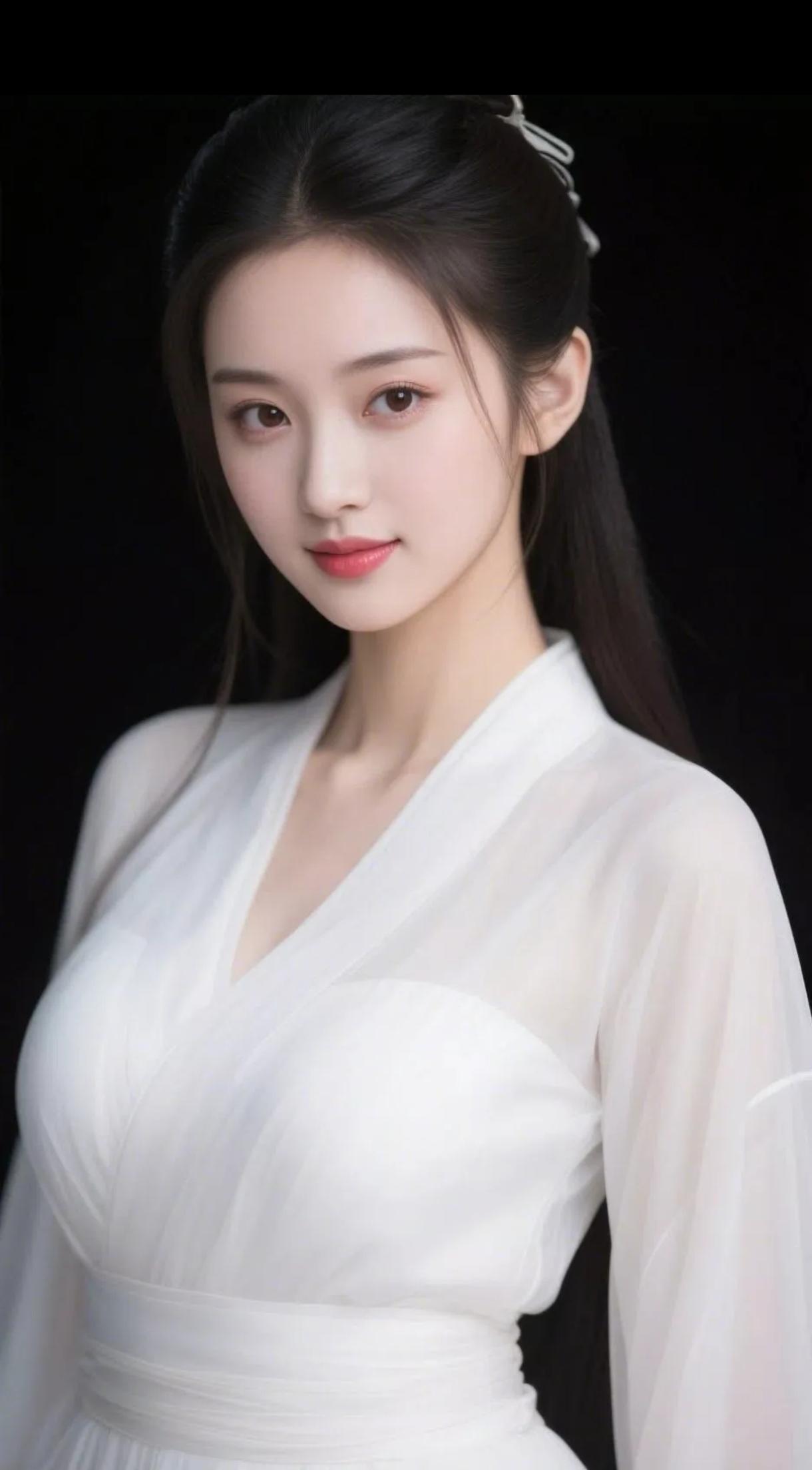 一袭白衣，尽显人间清欢。
黑底映衬，白衣愈发通透，似月光织就的纱，轻落于肩。交领