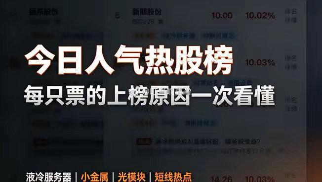 今日东财人气热股，上榜逻辑梳理🔥1. 三安光电：今日首板，CPO+光通信模块，