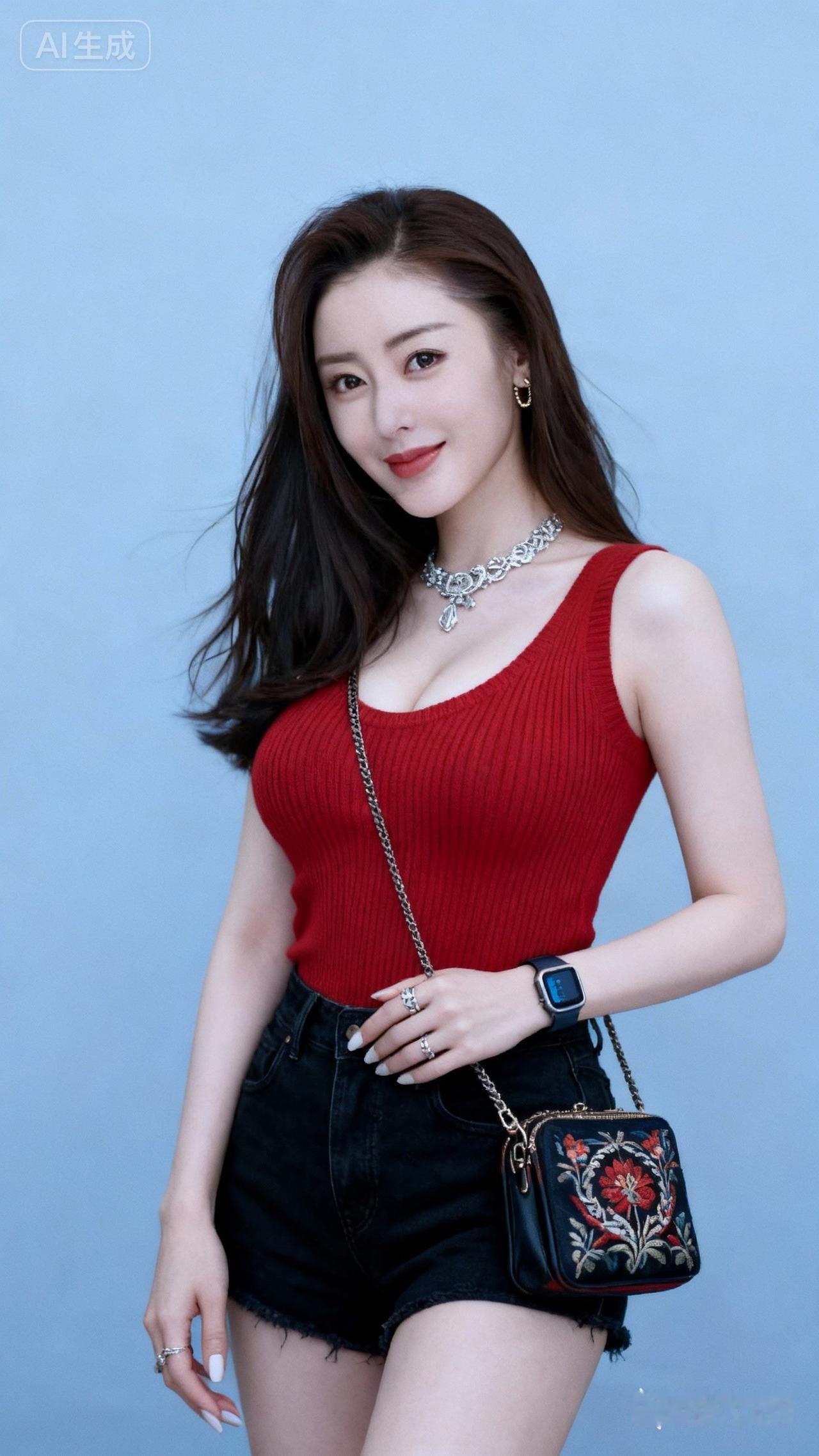 夏日穿搭指南：红衣少女与时尚配饰的完美结合