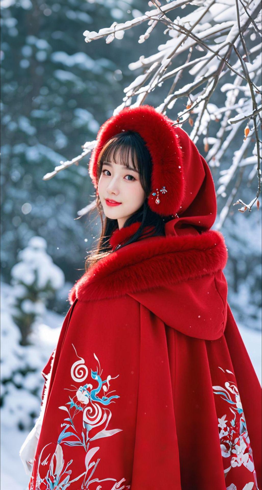 AI扩图 AI汉服雪颜韵
