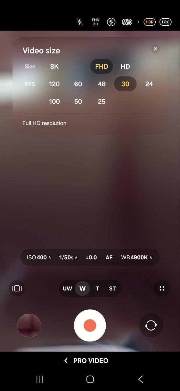One UI 9.0 专业模式视频增加更多帧率选项。增加24、25、48、50、
