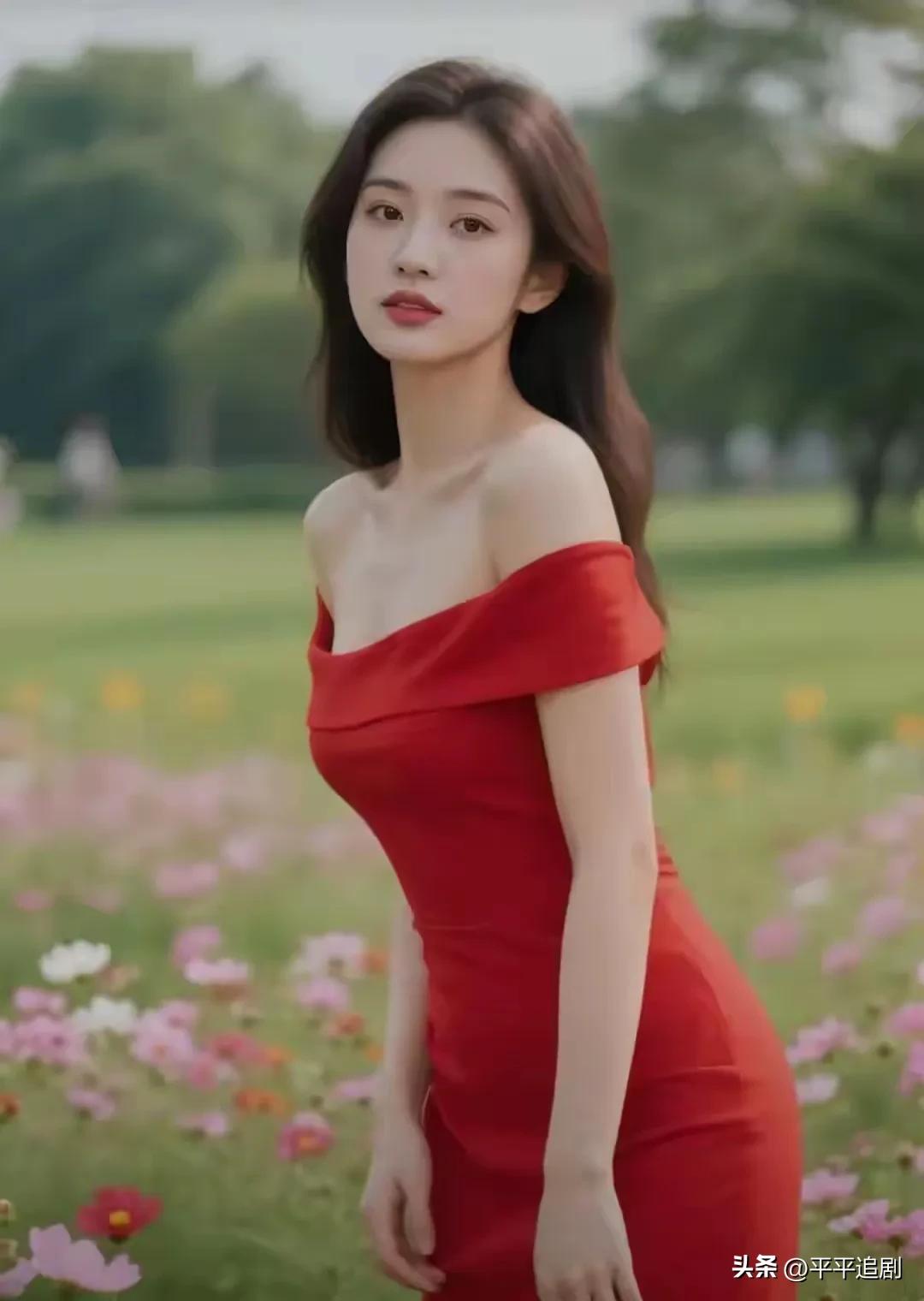 红裙漫入花海，风过处，皆是心动的颜色。
白裙少女感 古典红裙佳人