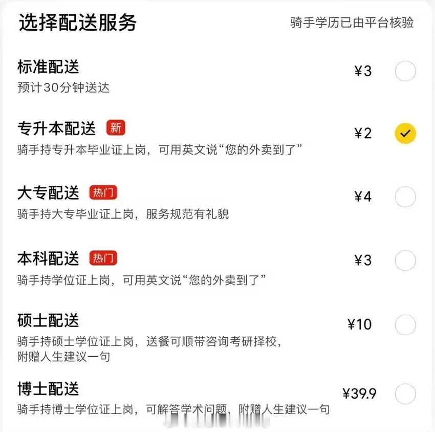 假如骑手也分学历，多读书还是有好处的（图为网络梗图） 