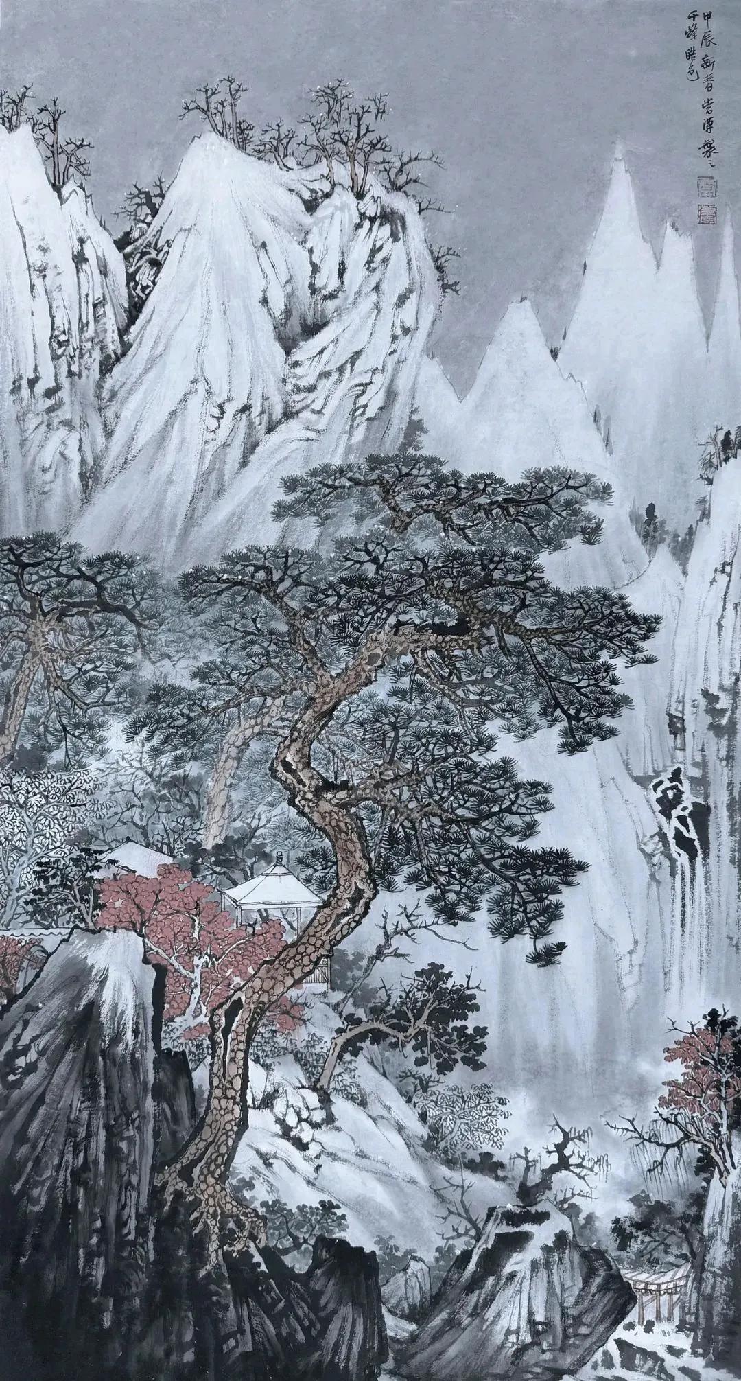 传统山水韵味，融入现代元素，他的山水画让你驻足，挪不动脚步
