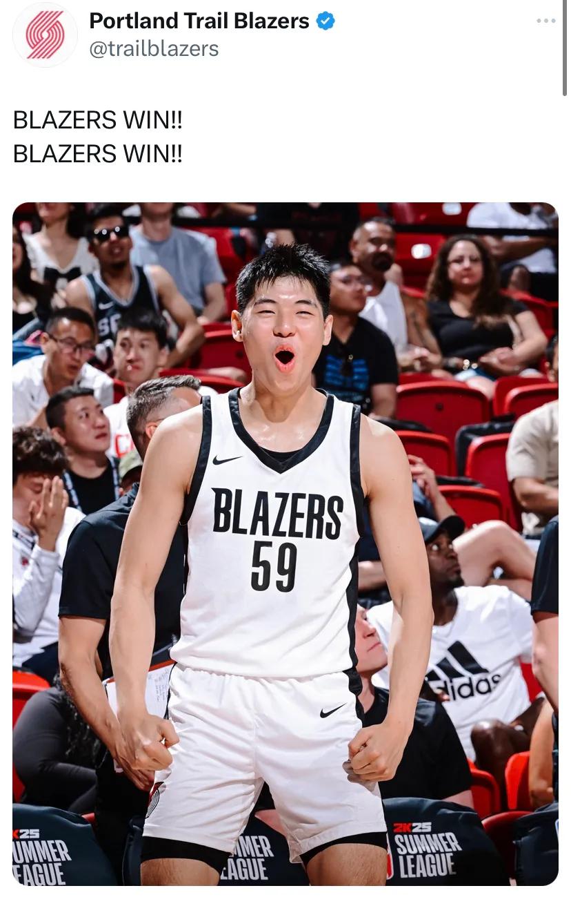 开拓者官方贴出崔永熙照片！网友齐称赞！这是要有好兆头吗？

在夏季联赛开拓者82