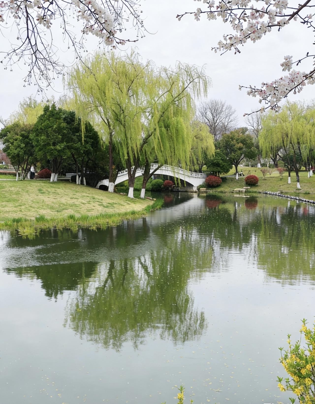 春柳拂烟波 碧水映长桥 花香醉清风