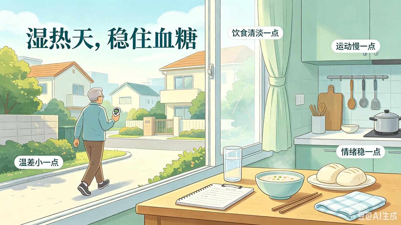 小暑湿热天气很容易打乱糖尿病人的血糖状态，不少人会因为天热吃得少，就自行减少降糖