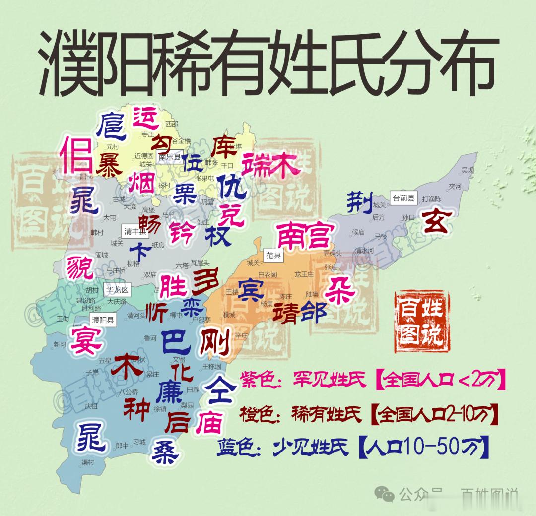 【河南濮阳稀有姓氏聚集地分布，你见过哪些】濮阳稀有少见姓氏中，以晁姓人口最多，达