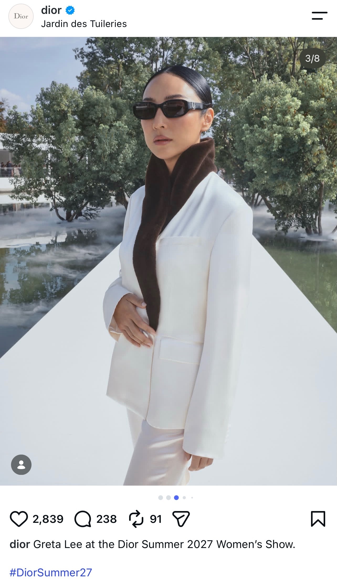 Dior官方Instagram认领：与Rihanna、Greta Lee、Any