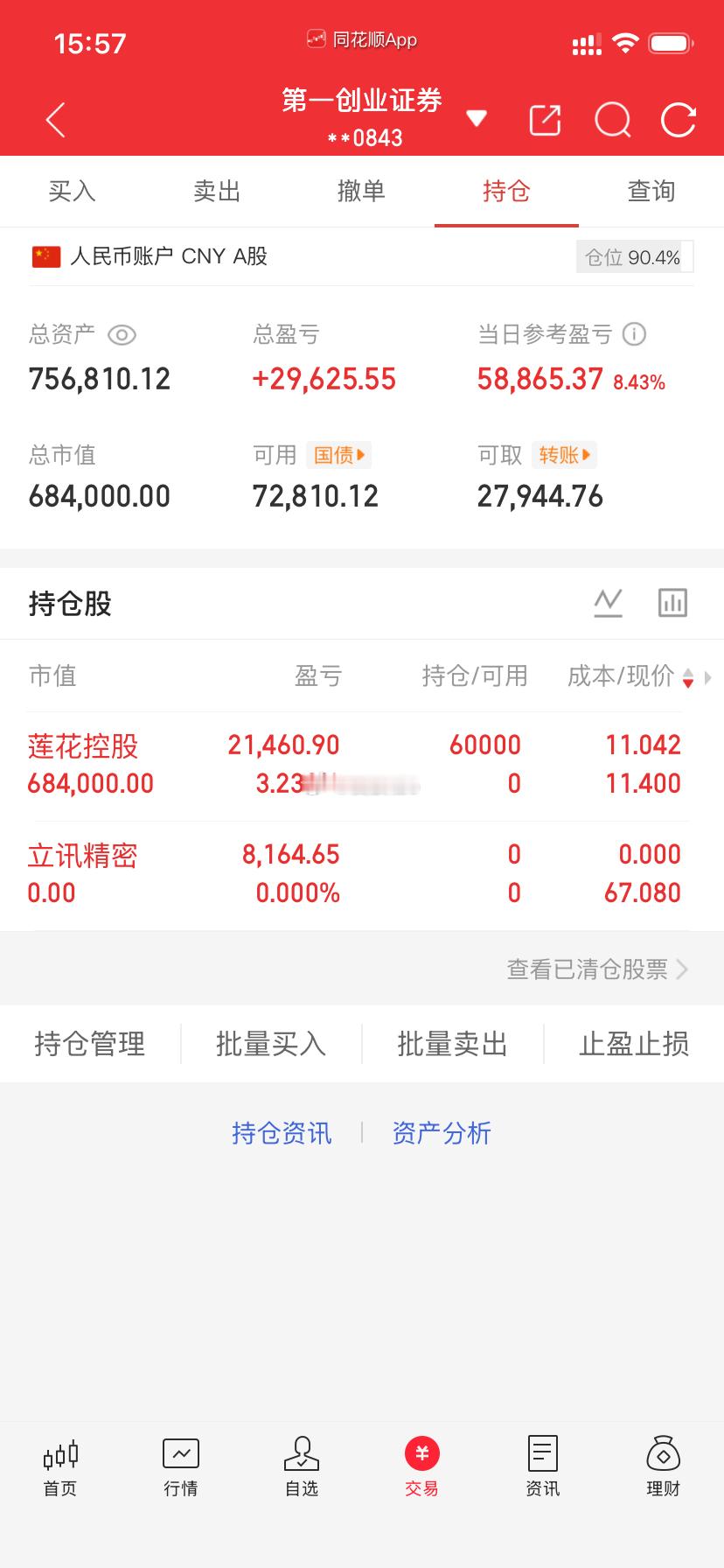 爱股程全职炒股日记40w本金挑战一年翻5倍，第（ 156  ）天！总资产：75w