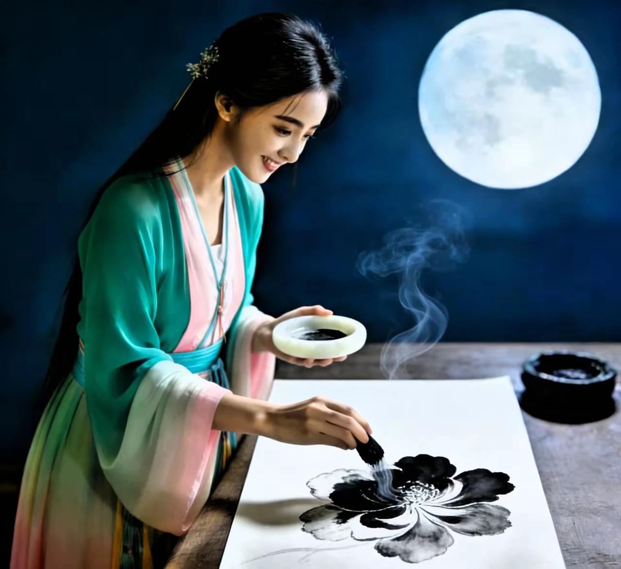 文笔挑战
上联：清研月色墨生花
下联：广寒婵娟赏丹青