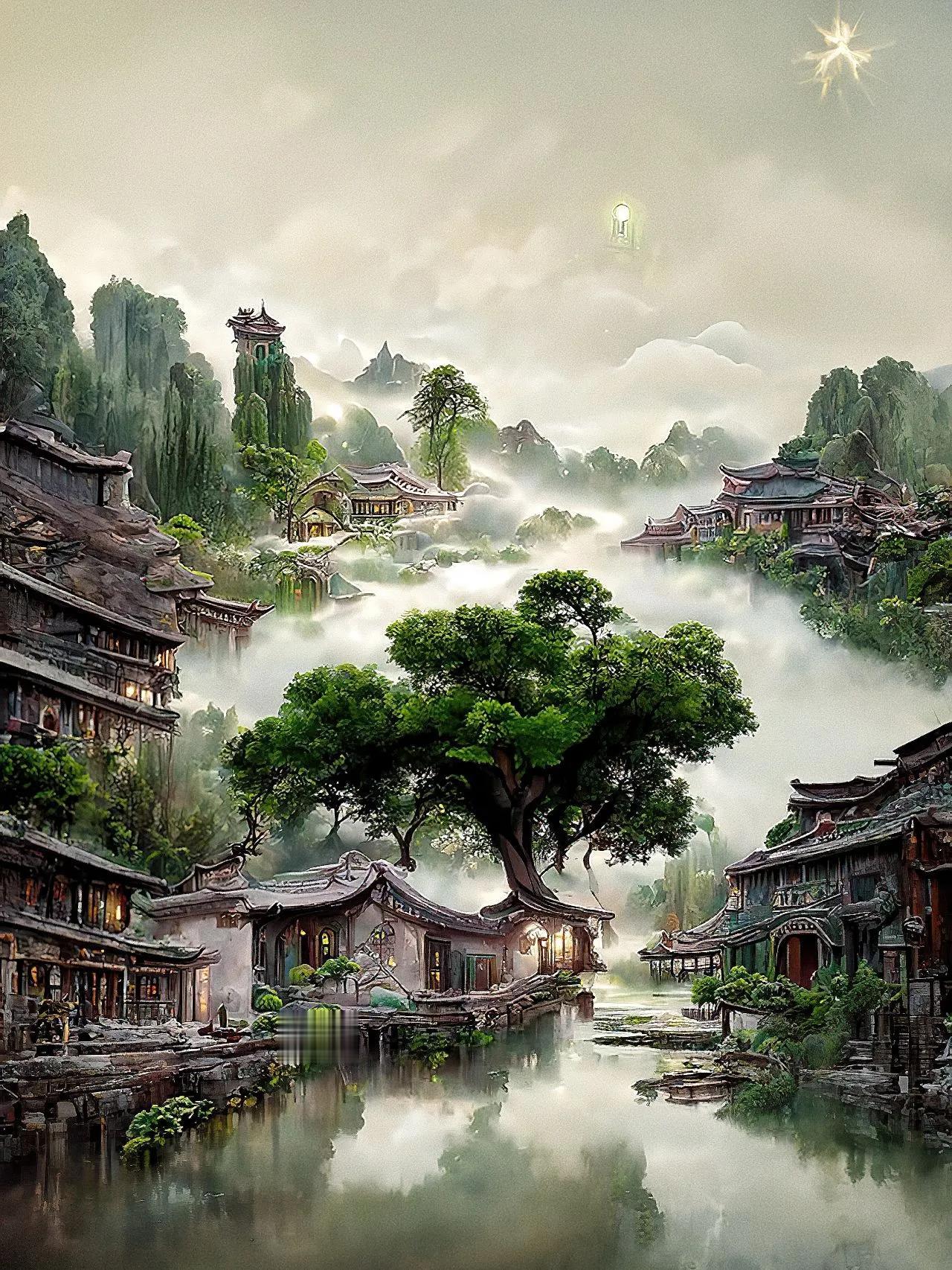庐山秀出南斗傍，屏风九叠云锦张。
影落明湖青黛光，金阙前开二峰长，银河倒挂三石梁