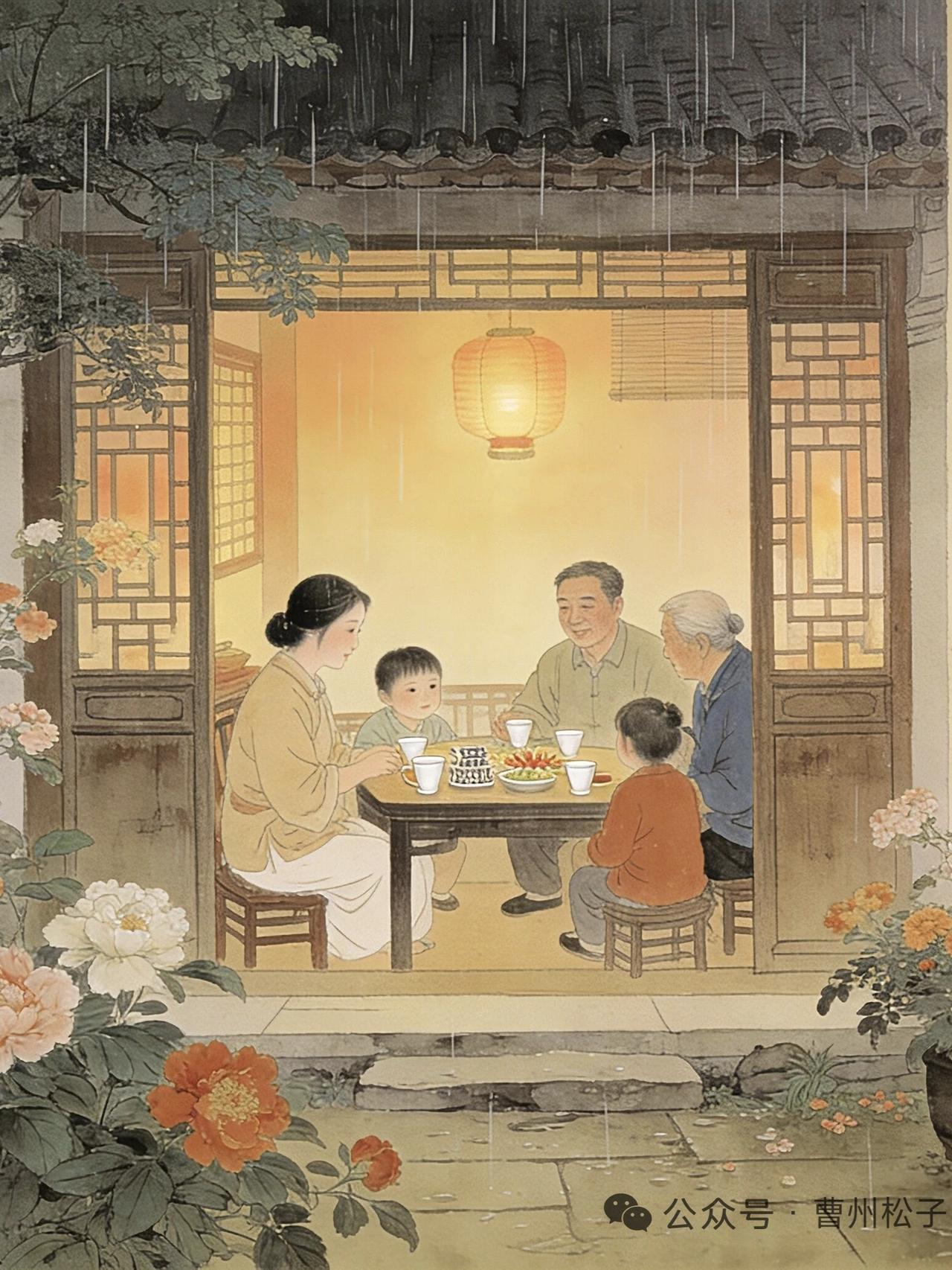 天净沙·家 
柴温米暖灯昏，
风雨同饮情真，
恩怨都归寸心。
庭花芳韵，
安然相