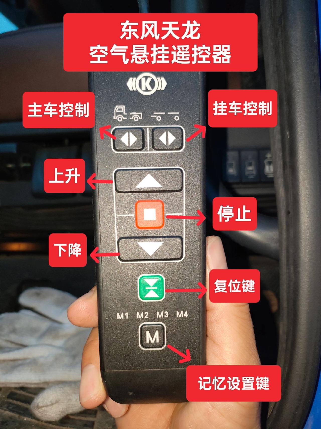 东风天龙，空气悬挂遥控器标识，保存就对了！