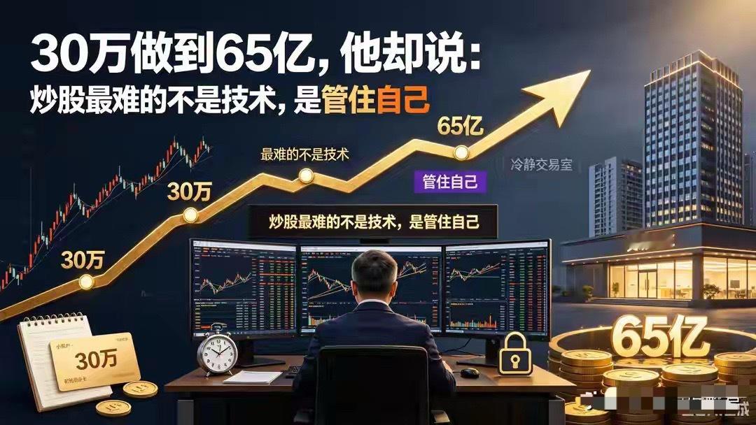 30万做到65亿，他却说：炒股最难的不是技术，是管住自己各位老铁，今天聊一个人。