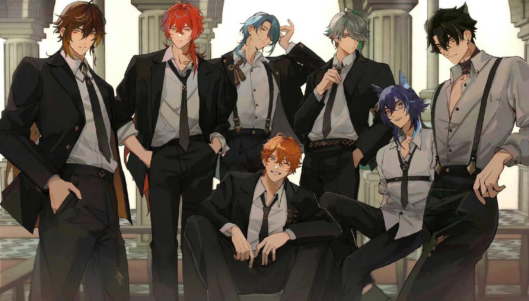 原神[超话]  日推派蒙发布的原神型男大合照！！！作者: 1o8k 