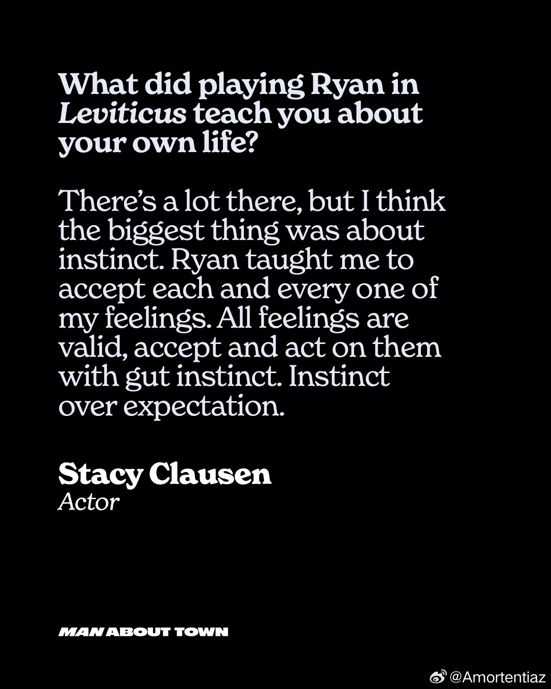 Stacy Clausen Man About Town演Ryan最大的收获是本