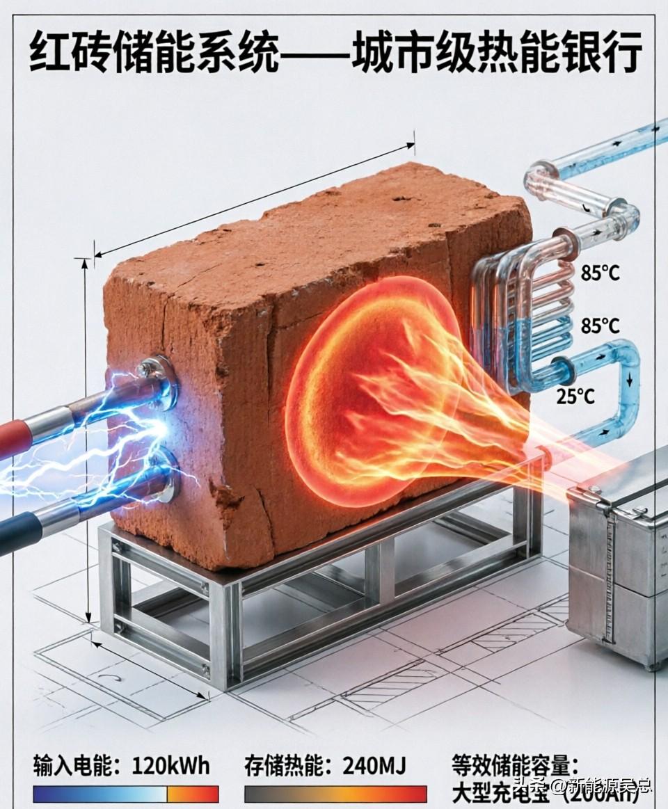红砖储能（储热）几句说明白！
 
工业级“热能充电宝”，纯物理储热超安全🔥
以