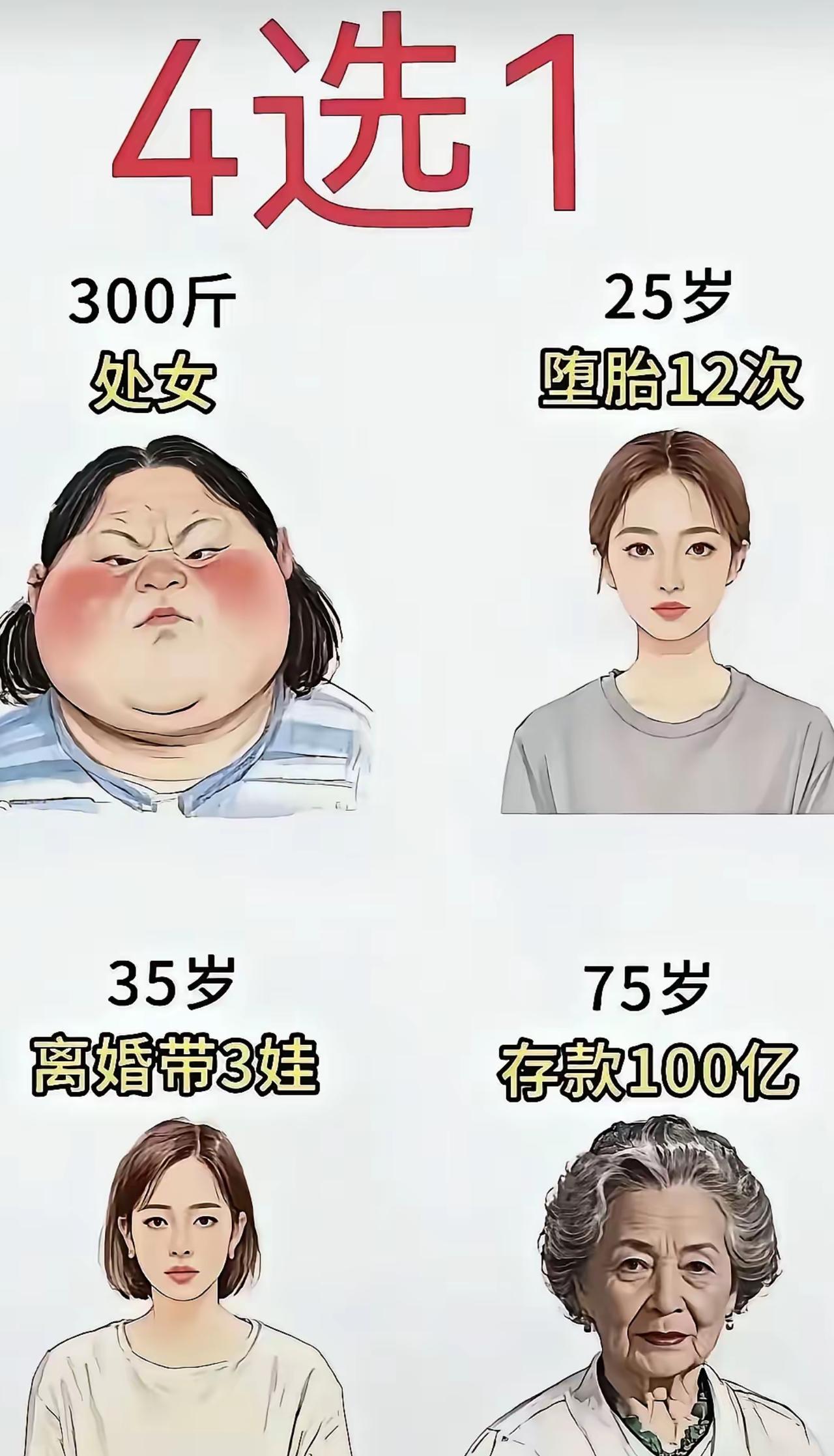 四选一你会怎么选  我选4 年纪大的有安全感