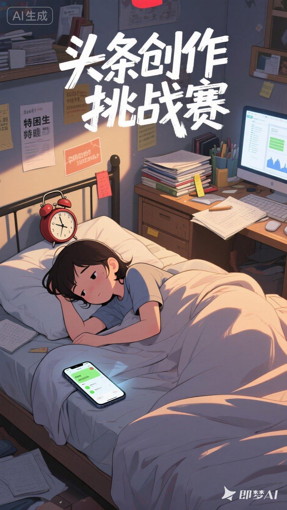 家人们，谁懂啊！每天早上闹钟响三遍，我都能精准地在最后一秒把它按掉，然后继续和周