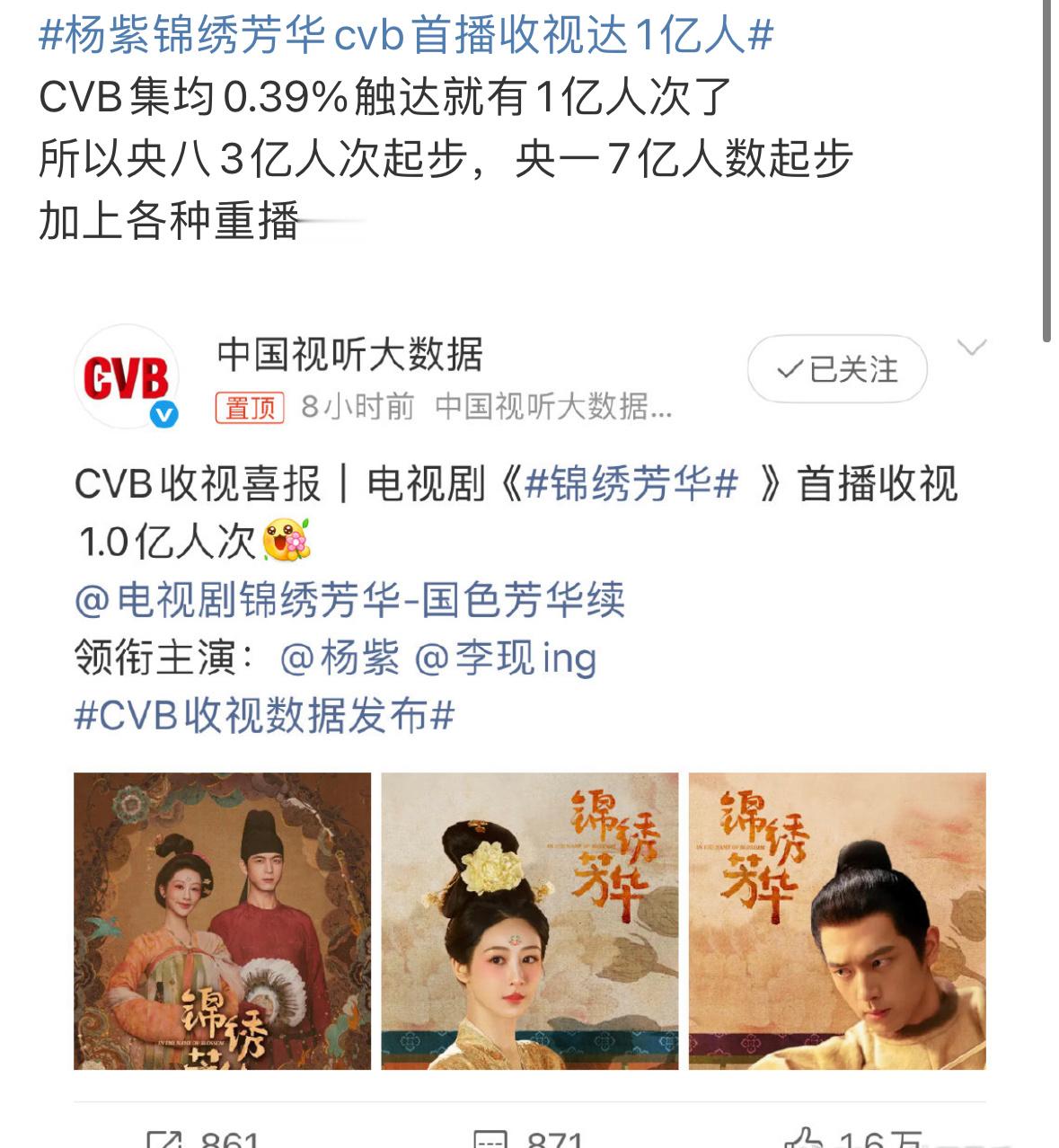 锦绣芳华触达一亿人那为啥收视率0.3？这个我是真的纳闷怎么算的？ ​​​