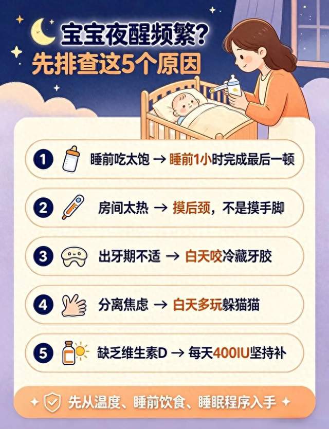 宝宝睡觉翻来覆去夜醒频繁？多半是这5个原因