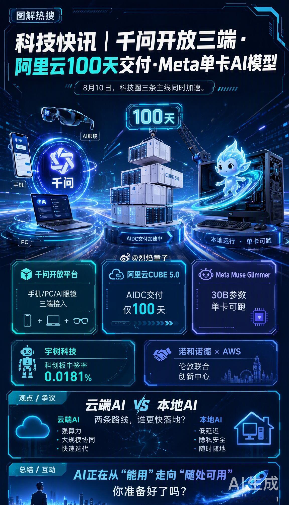 8月10日科技圈信息量不小，几条值得关注的动态👇

🔹 千问开放平台正式上线