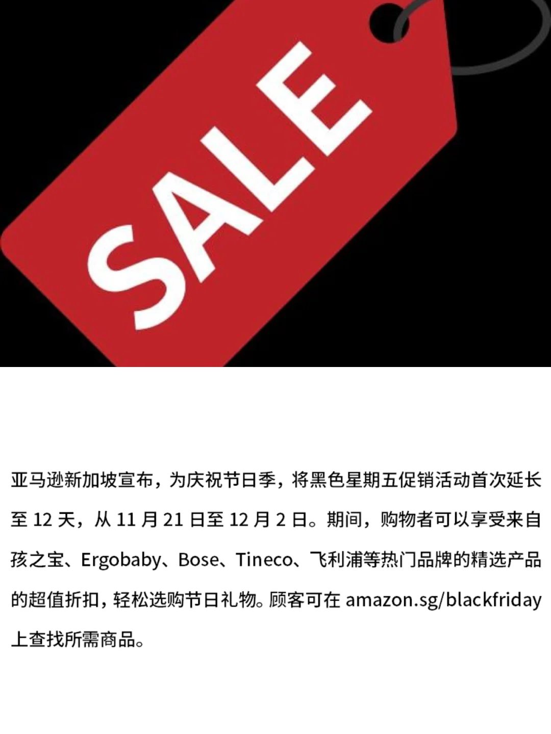 刚刚，亚马逊新加坡延长“黑五”大促...