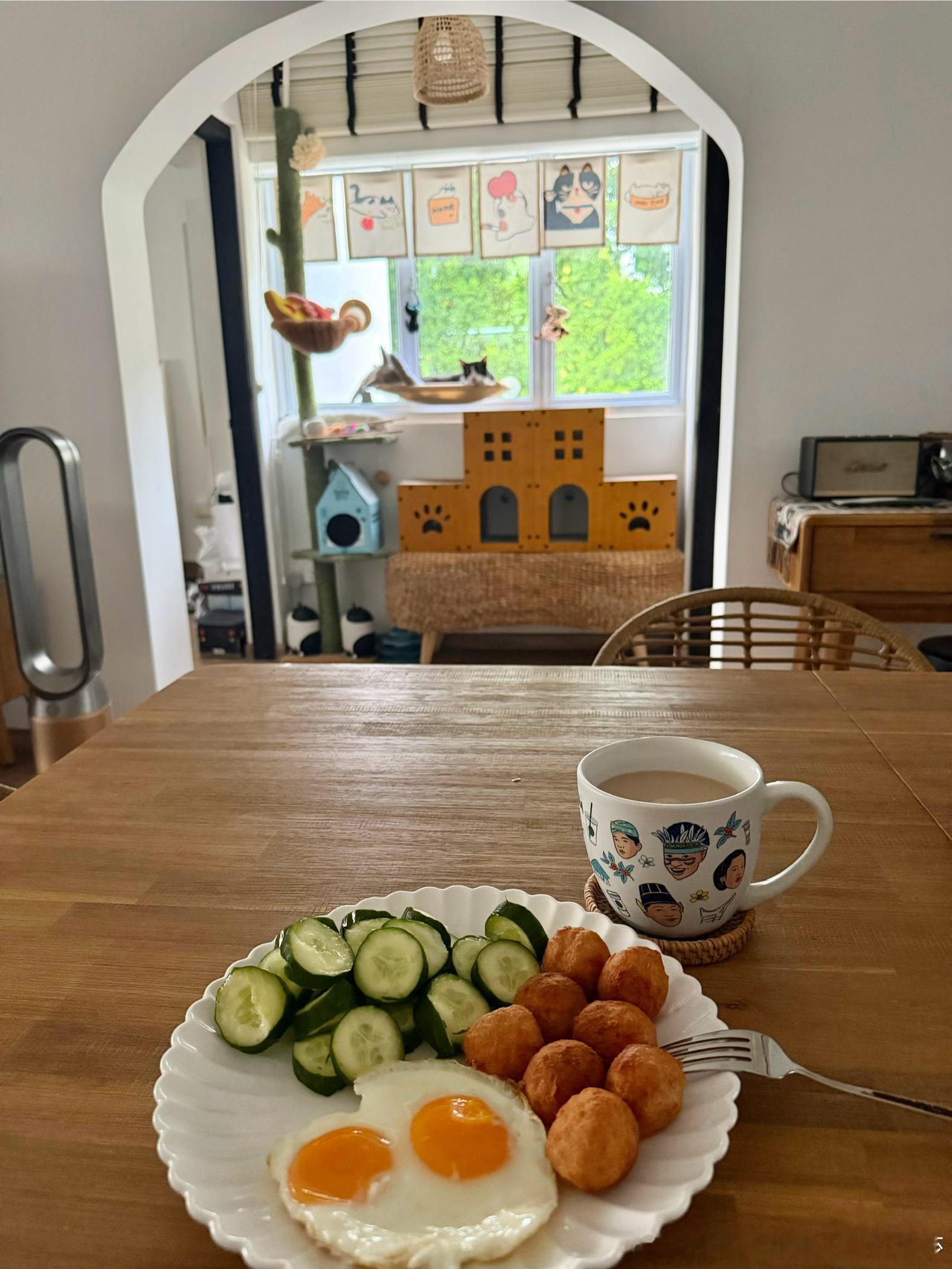 每日一餐分享 每日一餐分享 今天睡到自然醒～在妹妹家照顾小宝贝，自己做了早餐～
