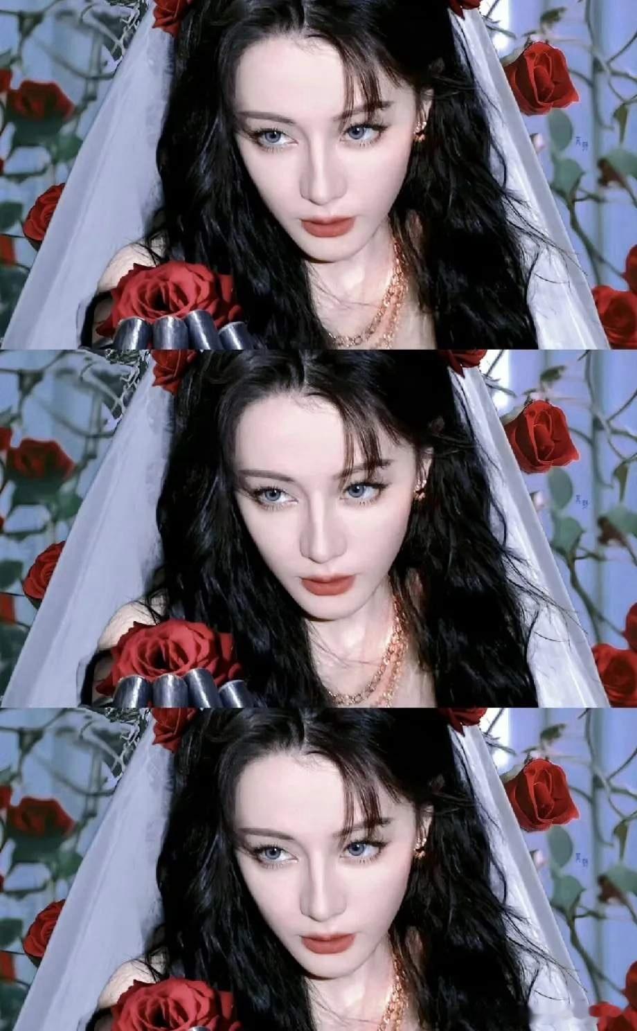 迪丽热巴 红玫瑰我不允许没有人没看到热巴的这身“摇曳生姿的红玫瑰”造型，太美了！