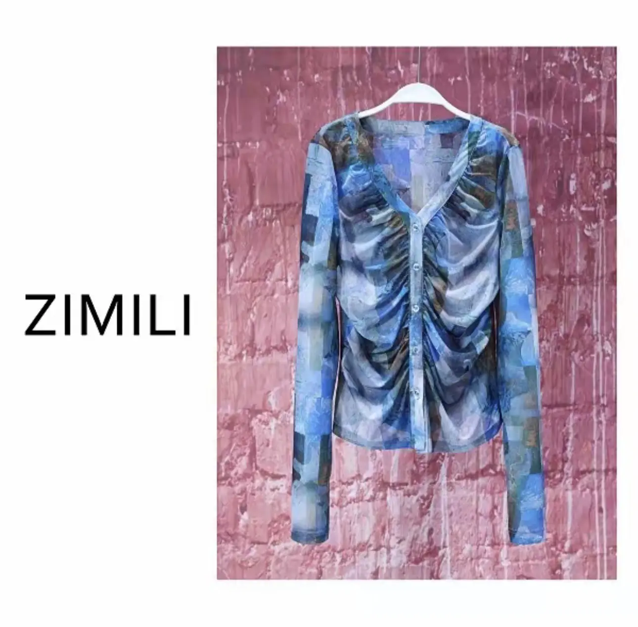 2026春季新品 网纱高弹褶皱水印花 上身舒服！👍