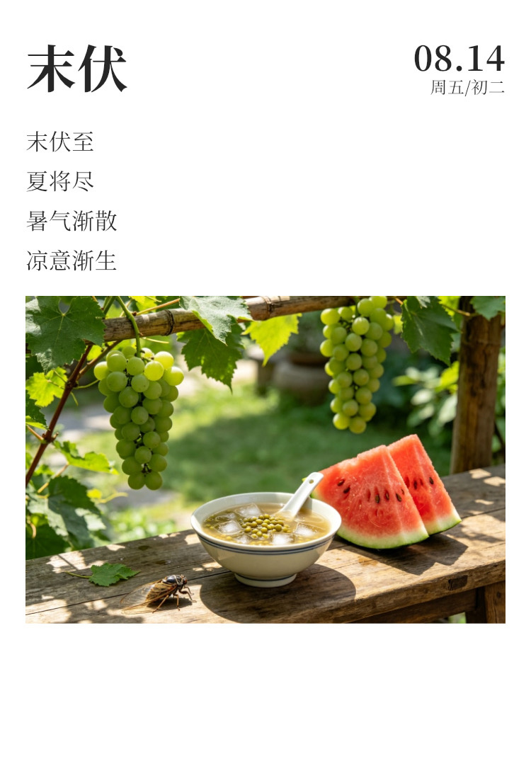 早安  ☁️每日早起打卡 今日末伏，凉风渐至，但白天依旧炎热，注意身体养护，合理