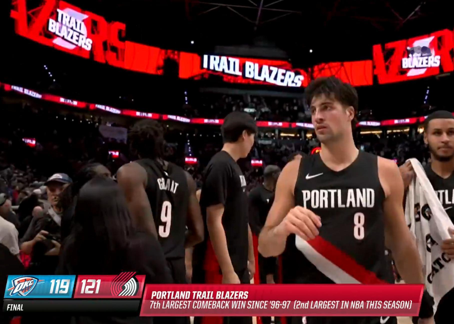 开拓者结束雷霆8连胜雷霆不败金身没了杨瀚森连续三场未登场任嘉伦预测nba总冠军 