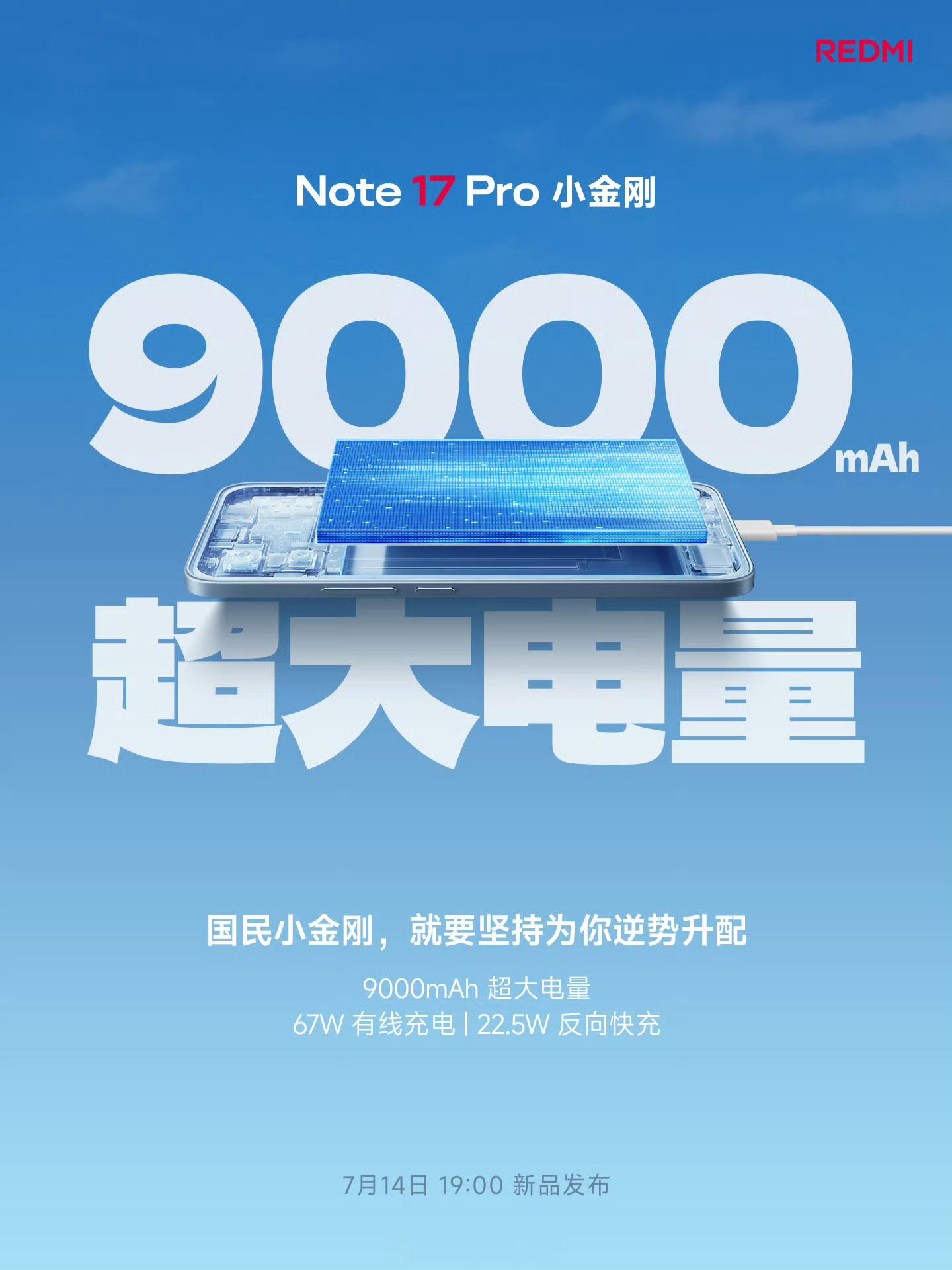 REDMI Note 17 Pro 搭载 9000mAh 小米金沙江电池，支持 