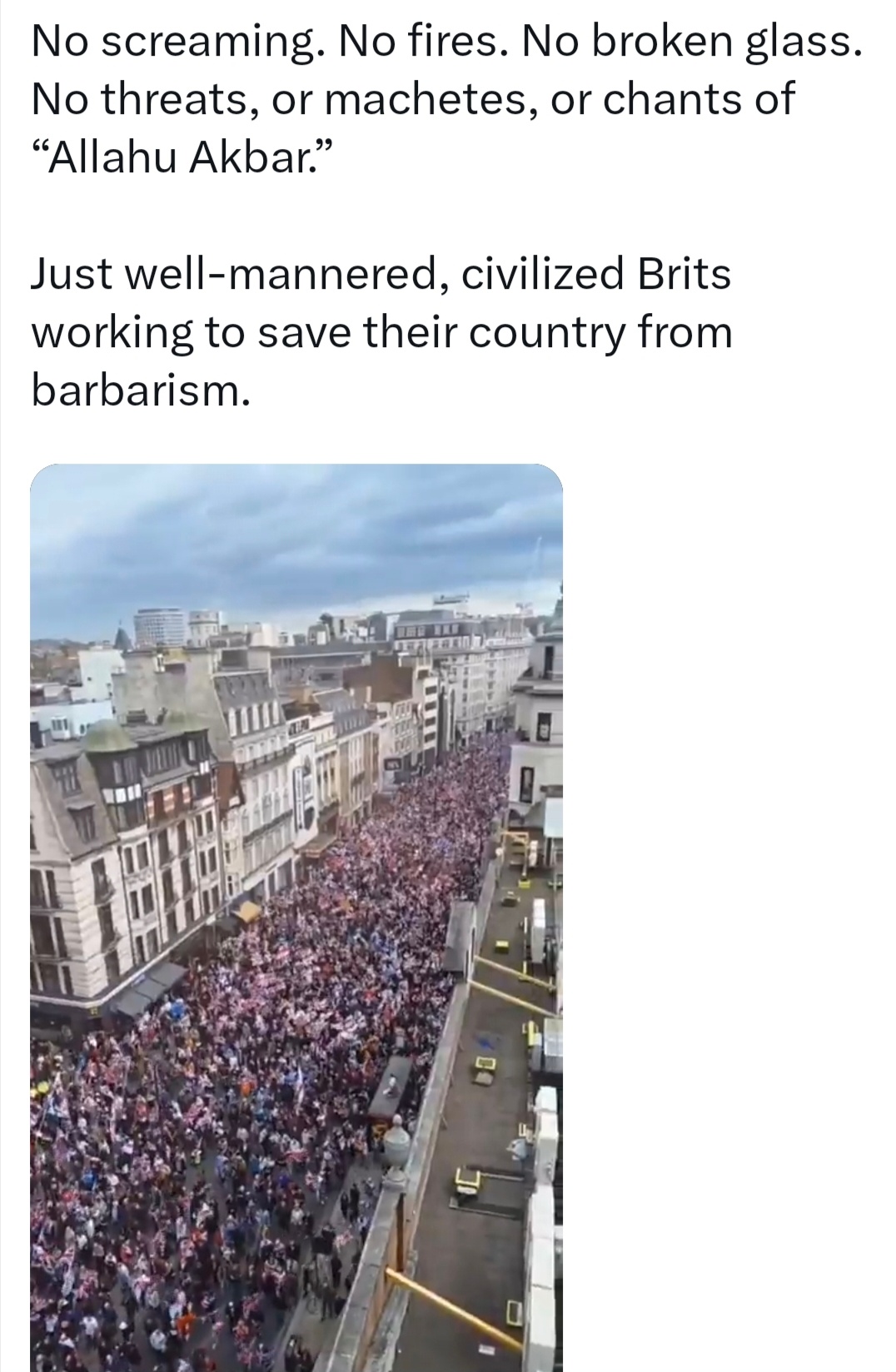 今天英国爆发游行活动，主要是民众对非法移民的反抗。我不知道背景，看起来有点突然，