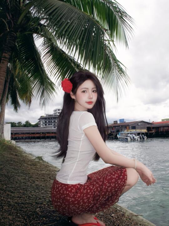 🇲🇾夏天 海岛 红裙