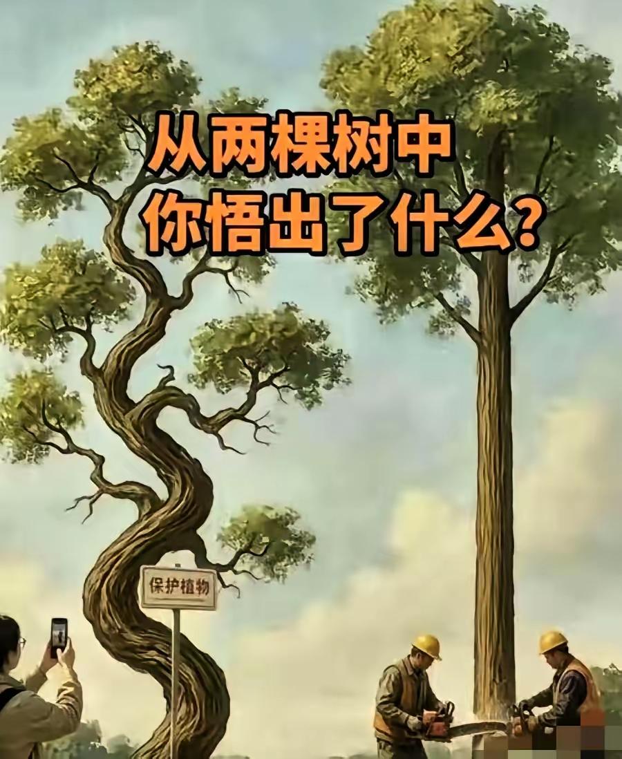 看到了两棵树，虽然都是大树，可是他们的命运却不同，一个长的流光笔直，因为没有名分