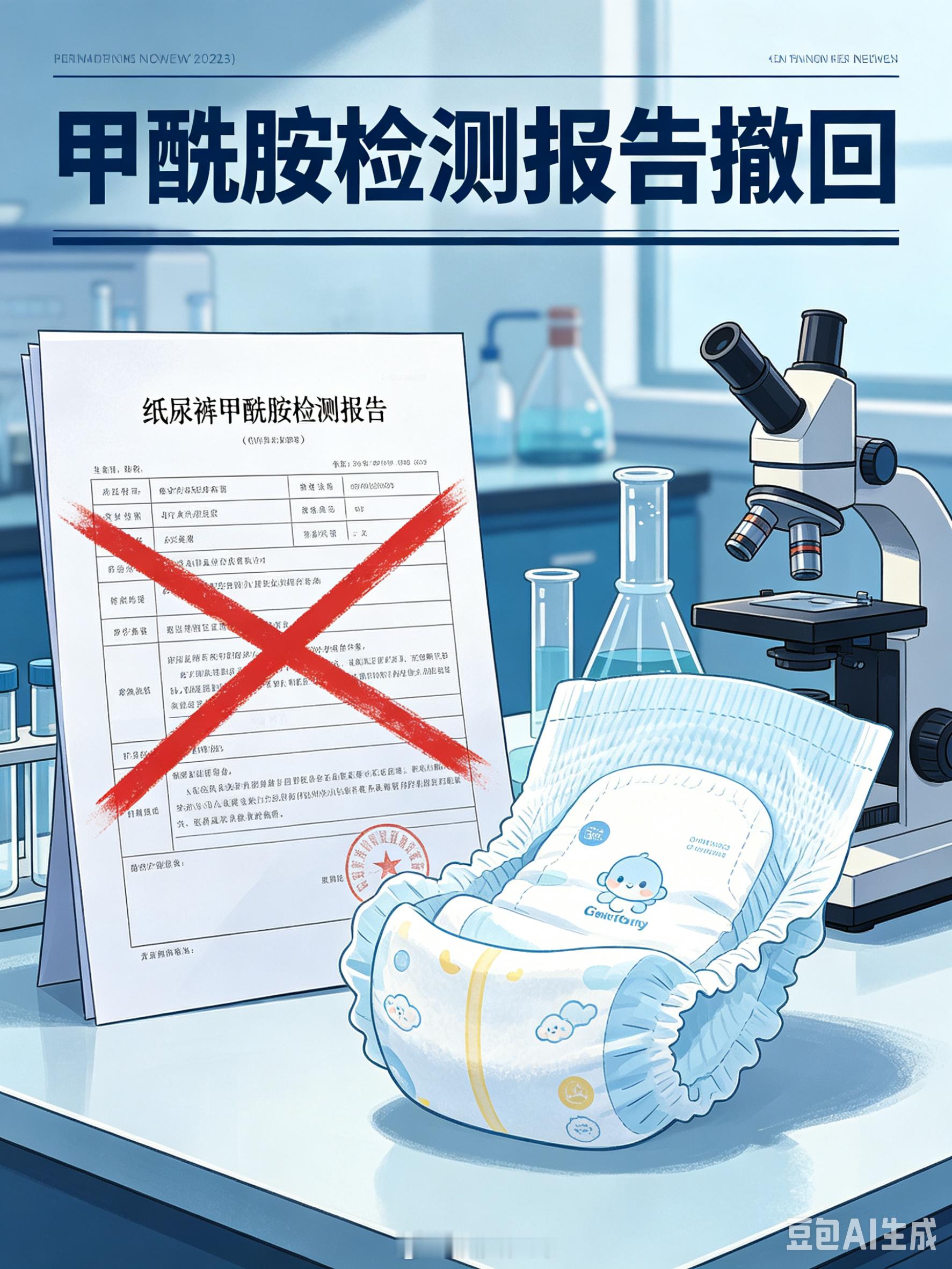 网传检出甲酰胺的报告已撤回此前引发热议的纸尿裤甲酰胺检测报告被机构主动撤回，扫码
