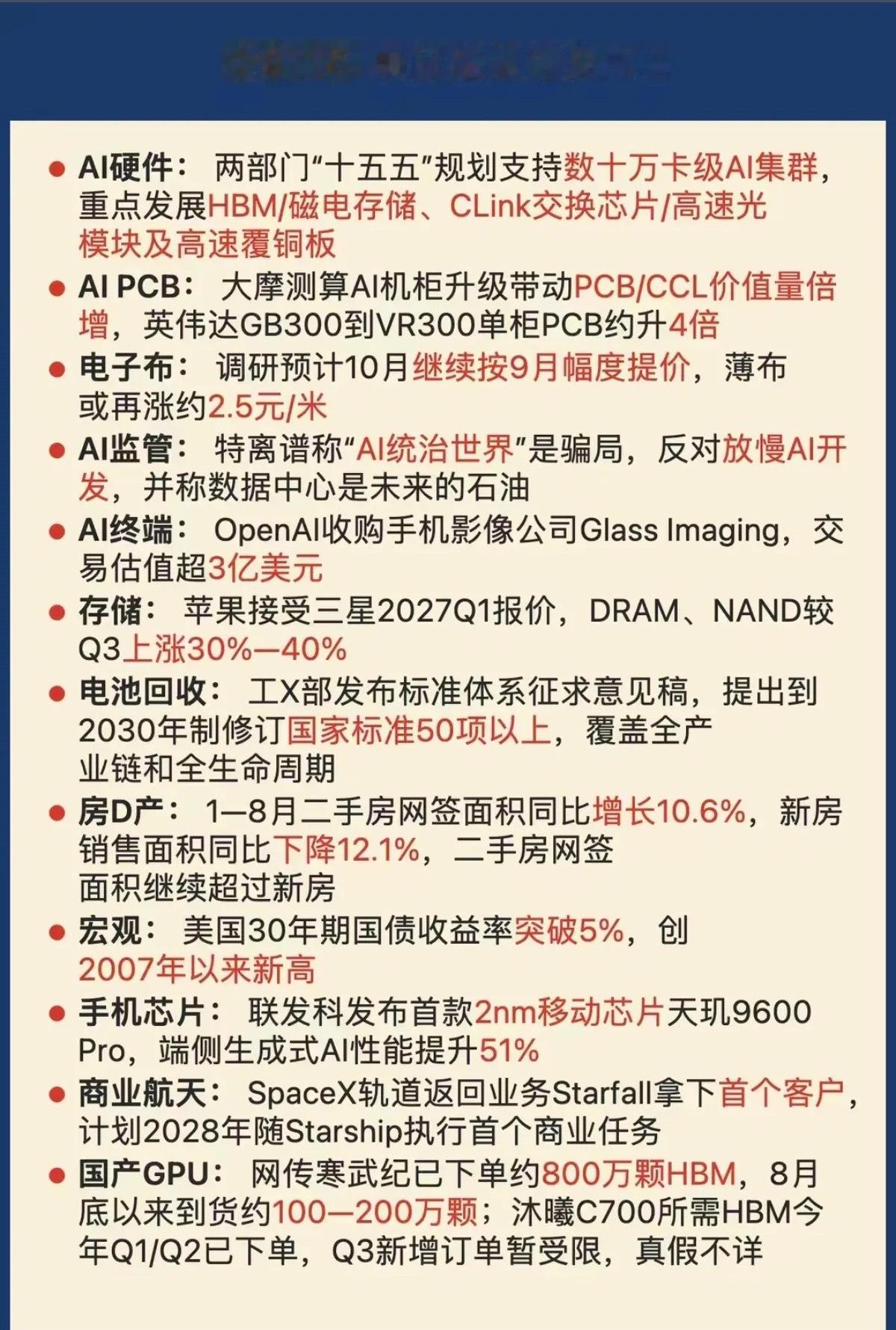 9.16周三  盘前：财经热点必读！1.高速覆铜板，光模块2.电子布，继续涨价3