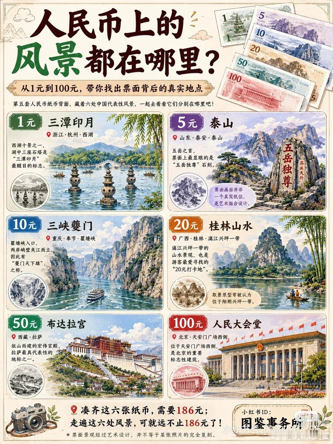 人民币上的风景都在哪里？  ​​​