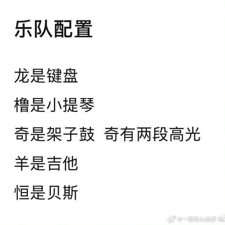 我们的少年时代2四代乐队配置TF四代我们的少年时代2乐队配置 乐队配置出来了 