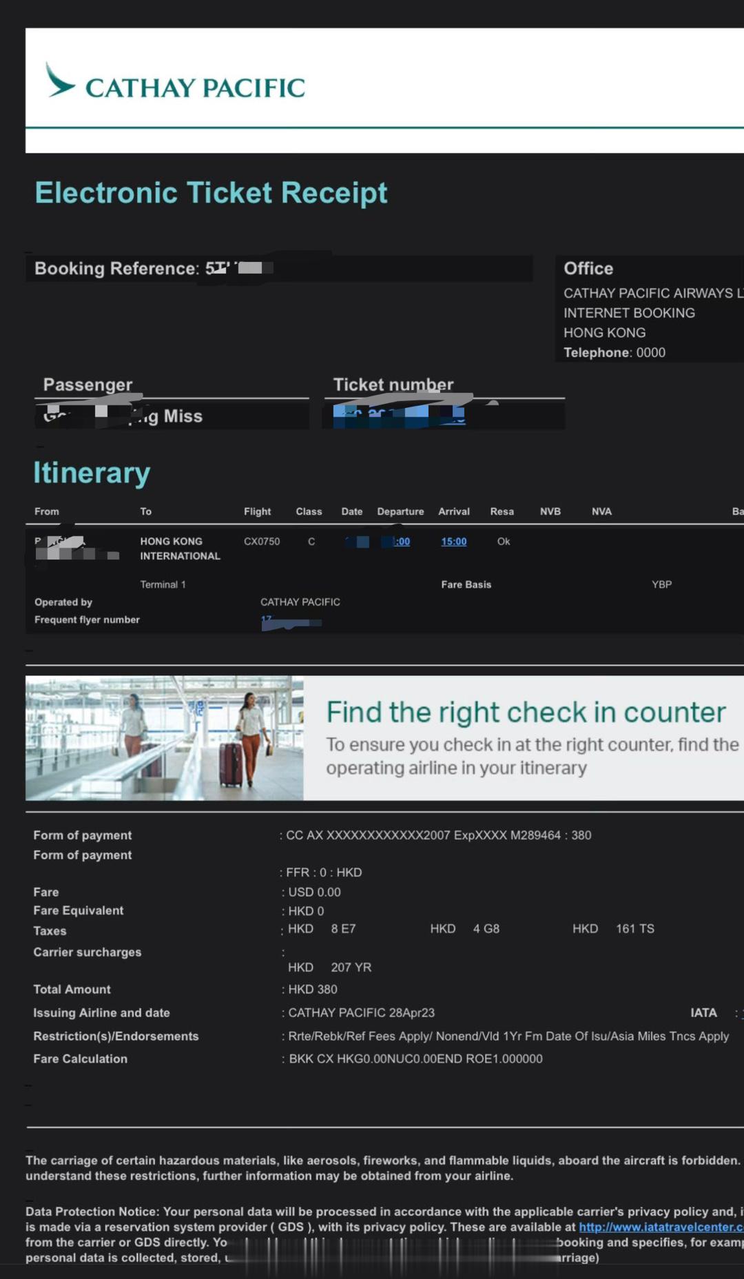 作为一个非常认可国泰的航班质量和寰宇一家的服务、政策、餐食在Samuel和Jas