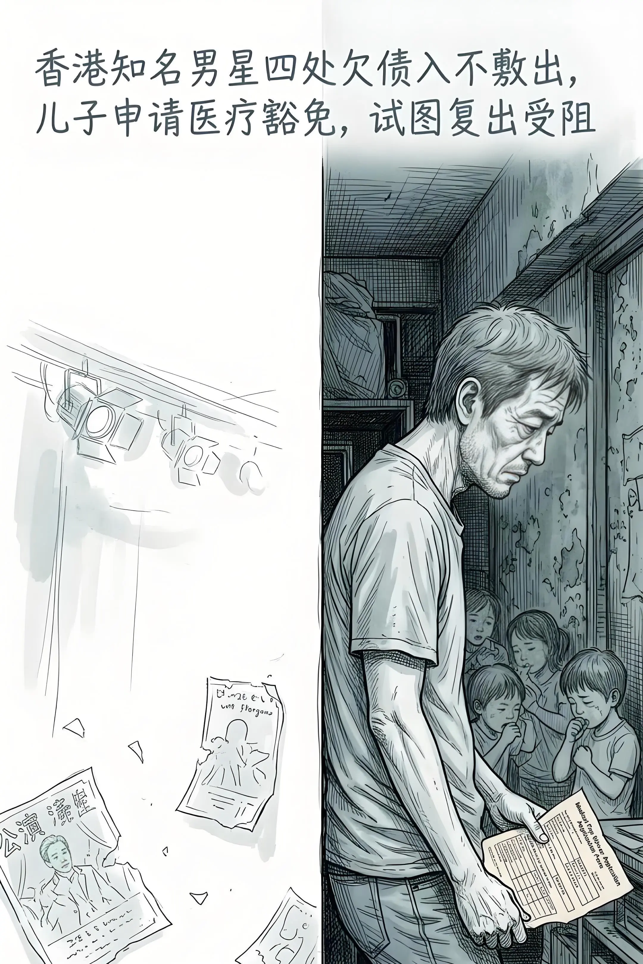 香港知名男星四处欠债入不敷出，儿子申请医。疗豁免，试图复出受阻