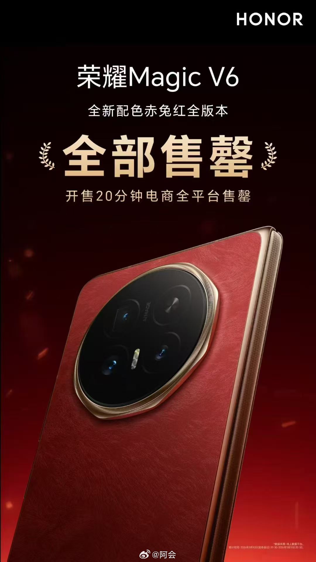 好的产品就是会被正反馈的！折叠机Magic V6全新配色赤兔红全版快速售罄，抢不