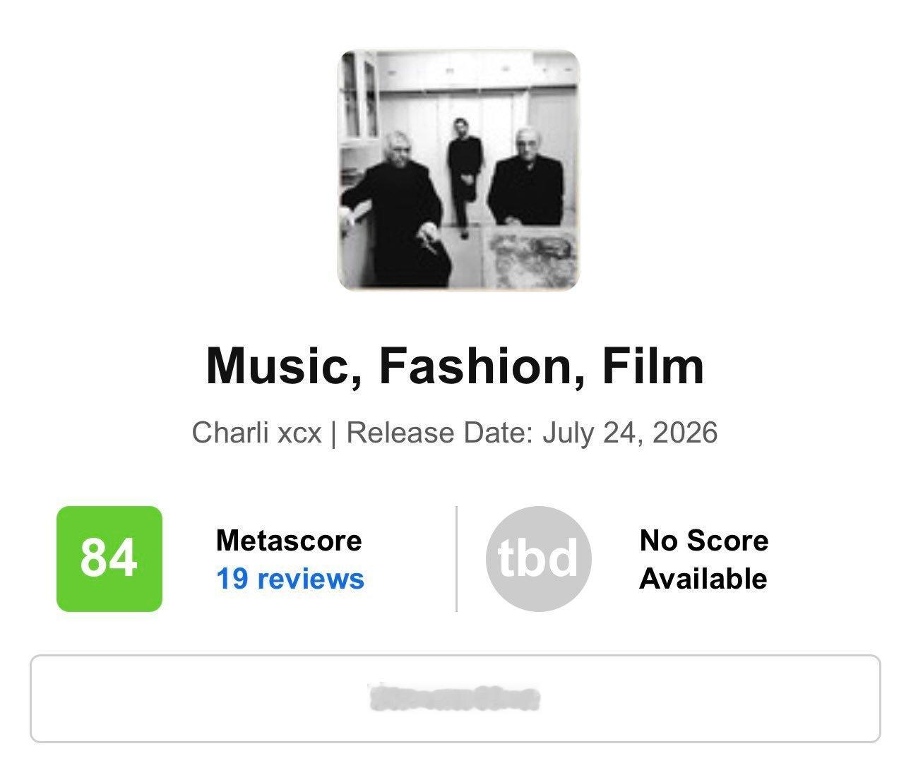 Charli xcx 新专『Music, Fashion, Film』目前 Me