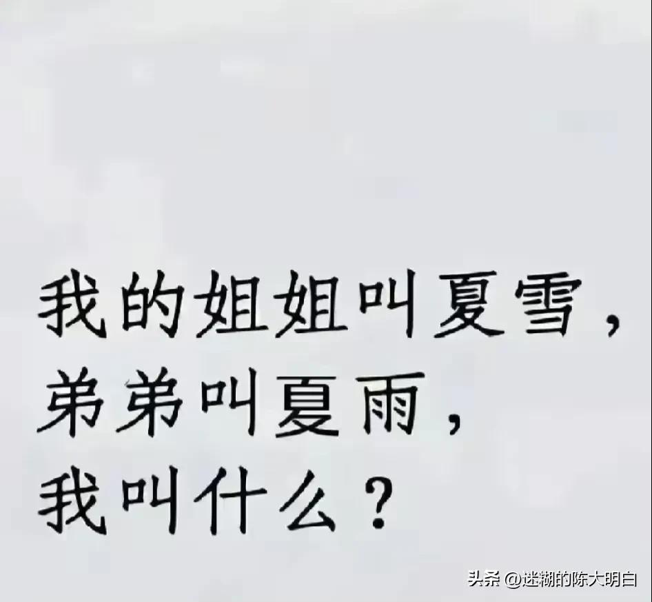 我的姐姐叫夏雪，弟弟叫夏雨，我叫什么？