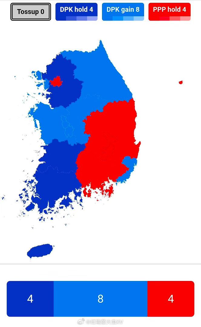 韩国这次地方选举的结果太奇葩了，双方各拥一块飞地。