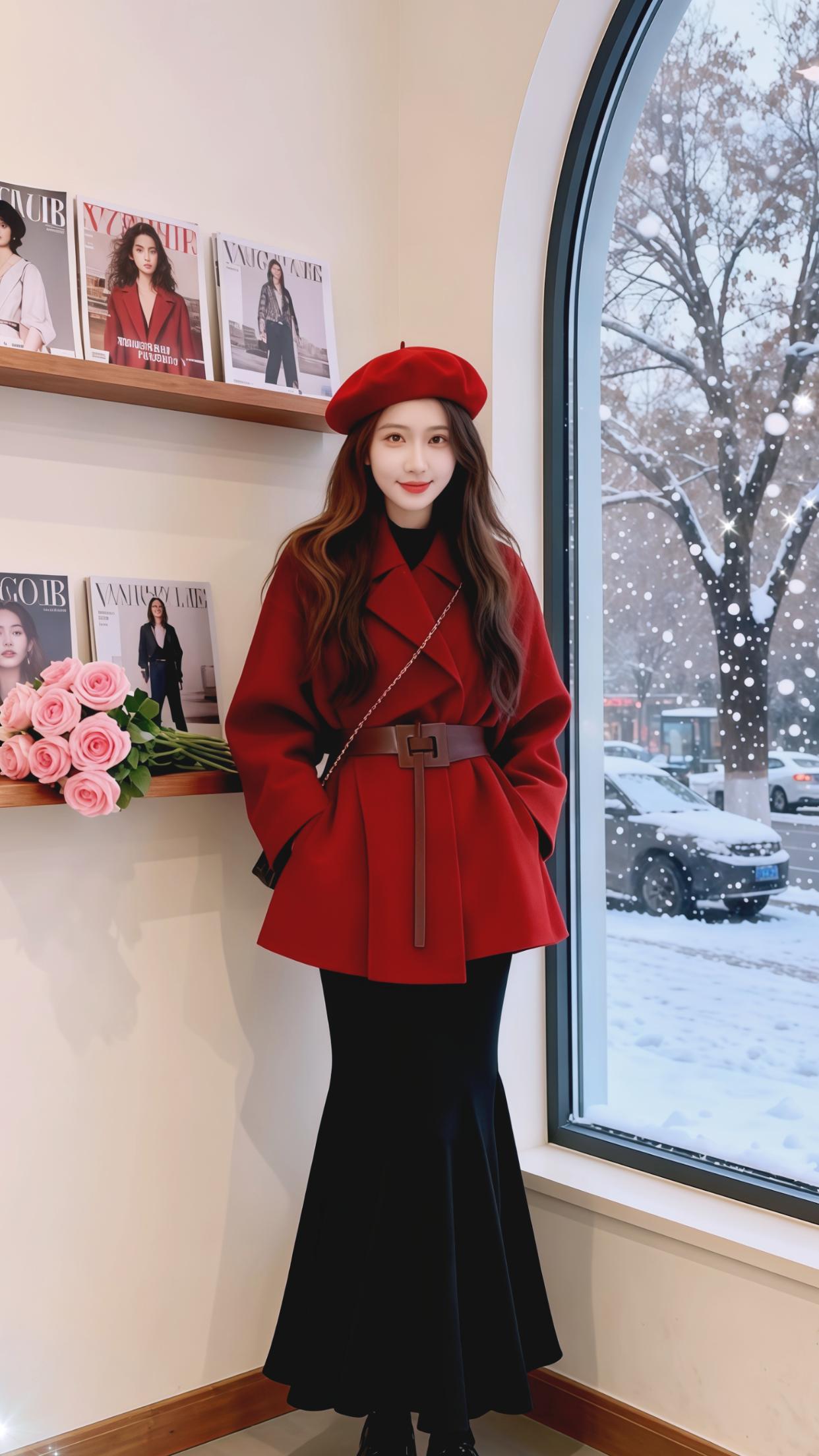 穿搭 时尚 红色气质裙装 女装 新年战袍