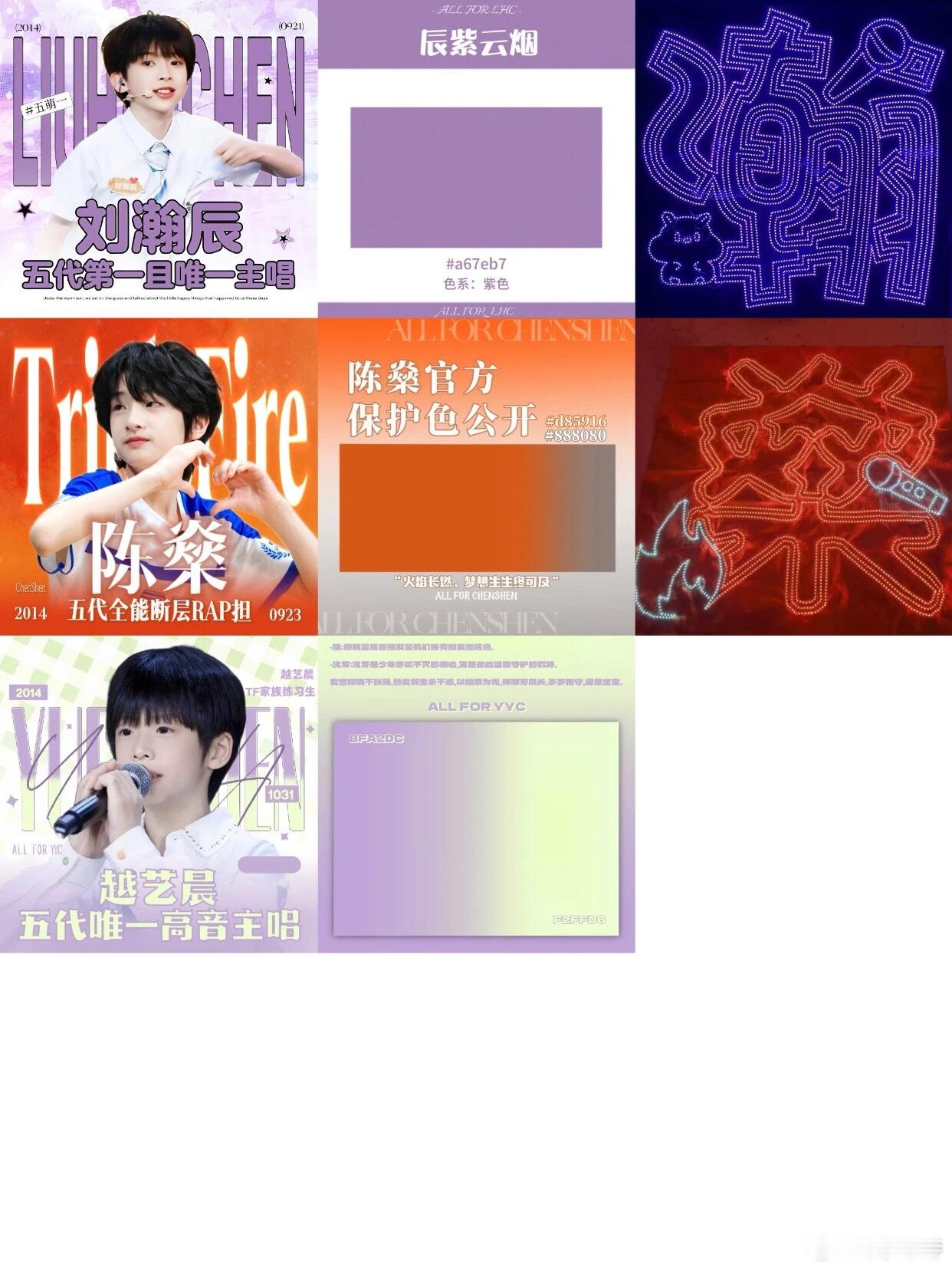 五代吾鹅练习生单字灯牌汇总（有些没找到，可以补充）你最喜欢谁的？吕政熙 杨云皓 
